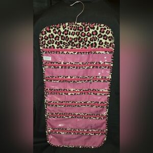 Pink Cheetah Print Hanging Jewelry Organizer 23x12"